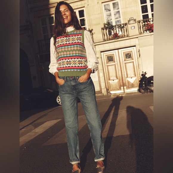 Boden Edie Fair Isle Vest in Green Heritage - Picture 7 of 14